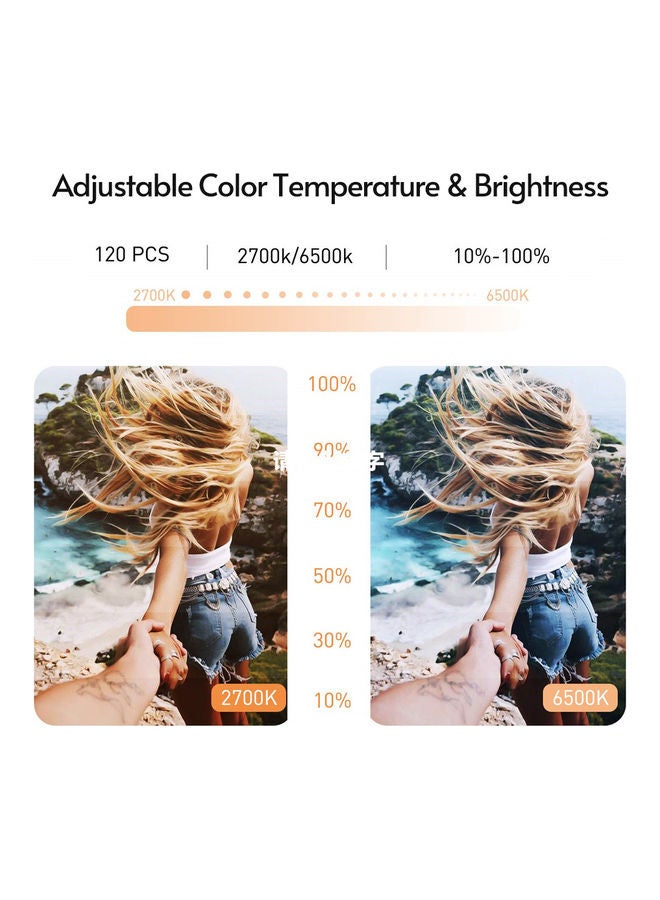 مصباح LED بتصميم حلقي مع 3 أوضاع للإضاءة متعدد الألوان - Image 3