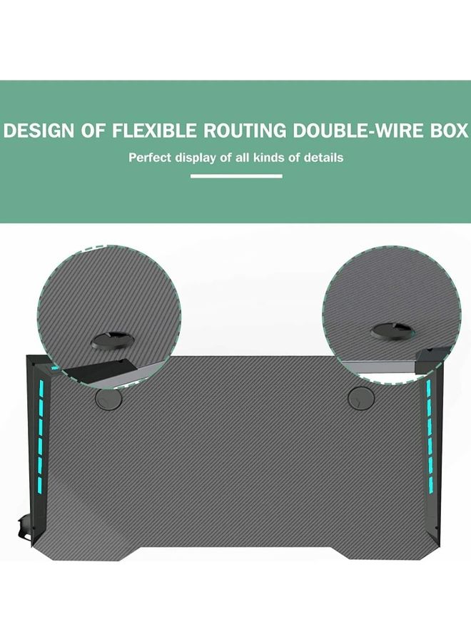 روك بو مكتب ألعاب كمبيوتر مزود بإضاءة LED وحامل أكواب وخطاف سماعة رأس أسود - Image 3