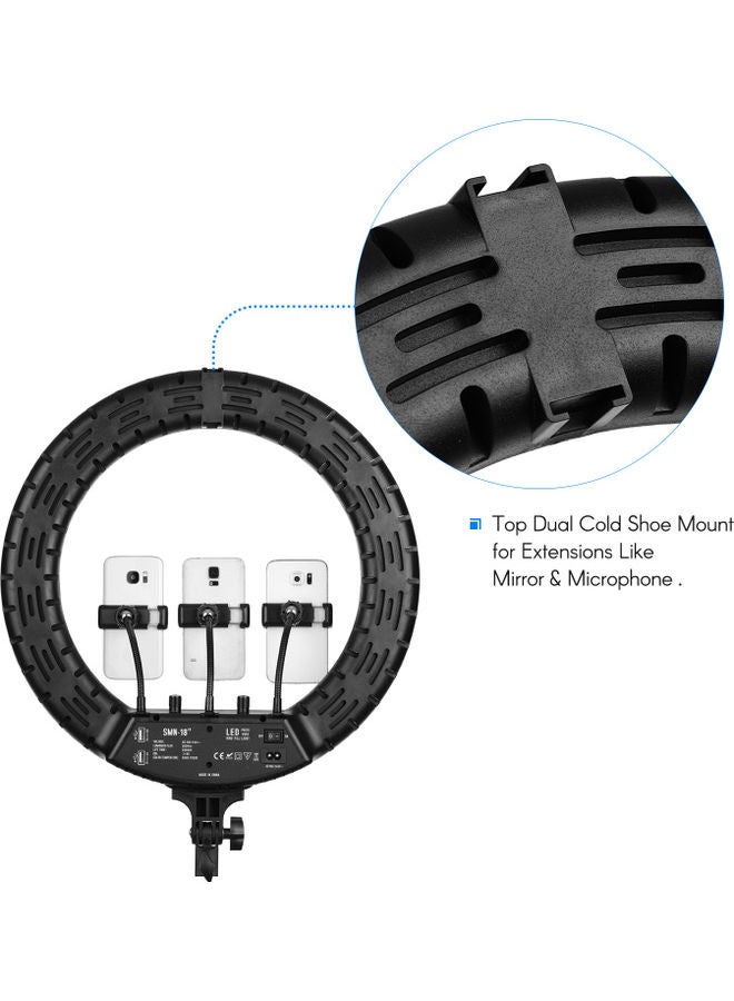 LED Ring Light with 3 Phone Clamps for Photography White - Image 2