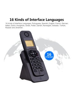 Generic Expandable Cordless Telephone with LCD Display Caller ID 50 Phone Book Memories Hands-free Calls, 16 Languages Support Black  - Image 3
