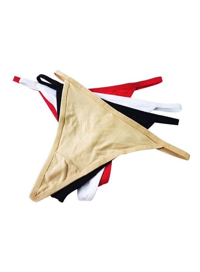 Generic - Pack Of 4 Solid Pattern G-String Briefs Multicolour - Image 1