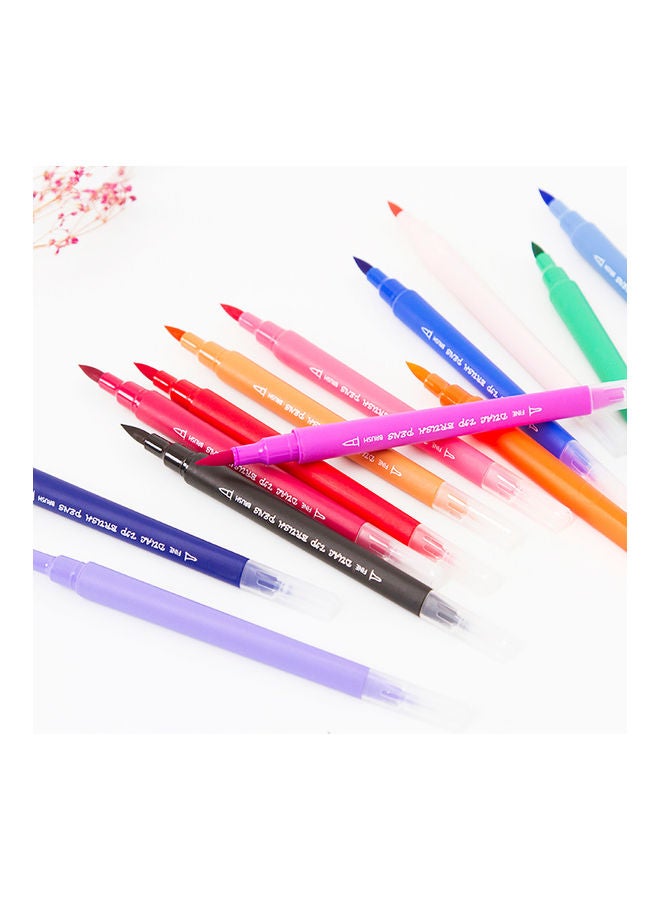 Generic 72-Piece Dual Tip Brush Pen Set with Pouch Multicolour  - Image 3