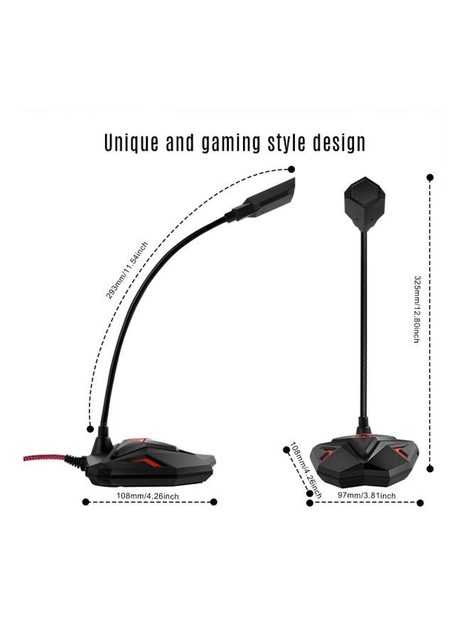 Cool USB Gaming Microphone with LED Light Switch OS3216 Black - Image 2