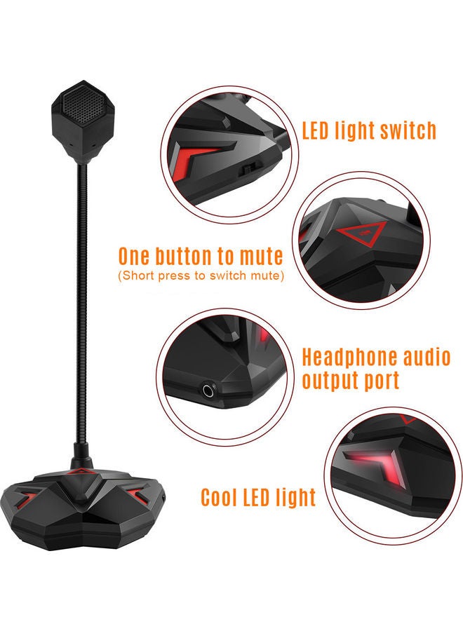 Cool USB Gaming Microphone with LED Light Switch OS3216 Black - Image 4