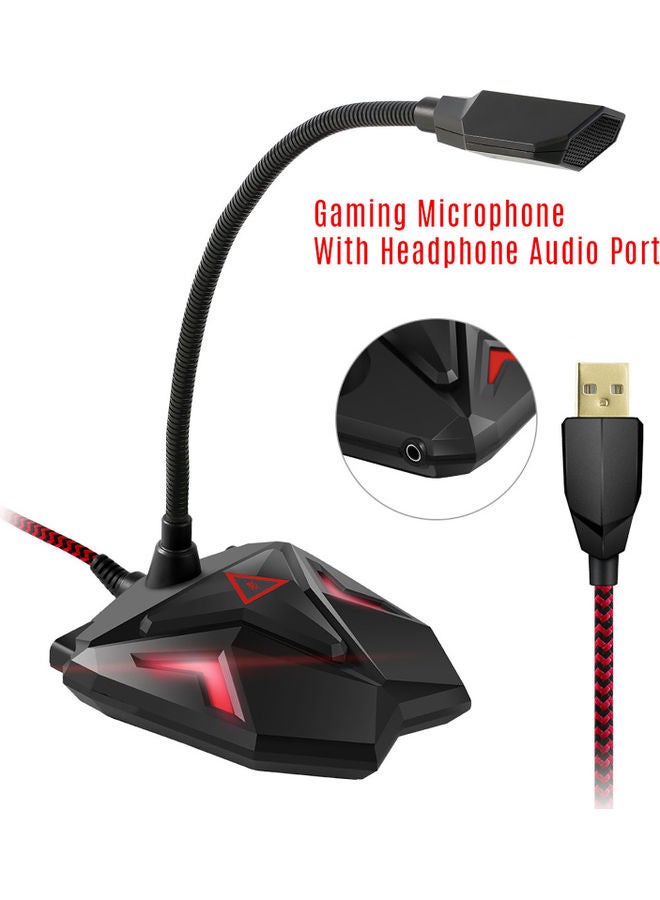 Cool USB Gaming Microphone with LED Light Switch OS3216 Black - Image 5