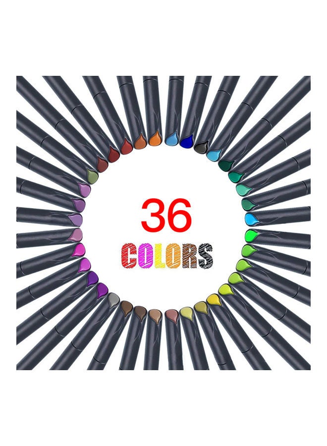 طقم أقلام تلوين بخط رفيع مكون من 36 قطعة متعدد الألوان - Image 4