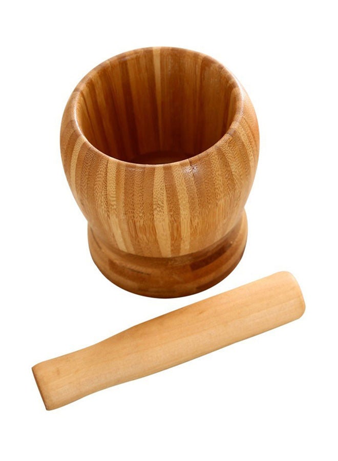 Bamboo Garlic Spices Mortar and Pestle Set Orange  - Image 1