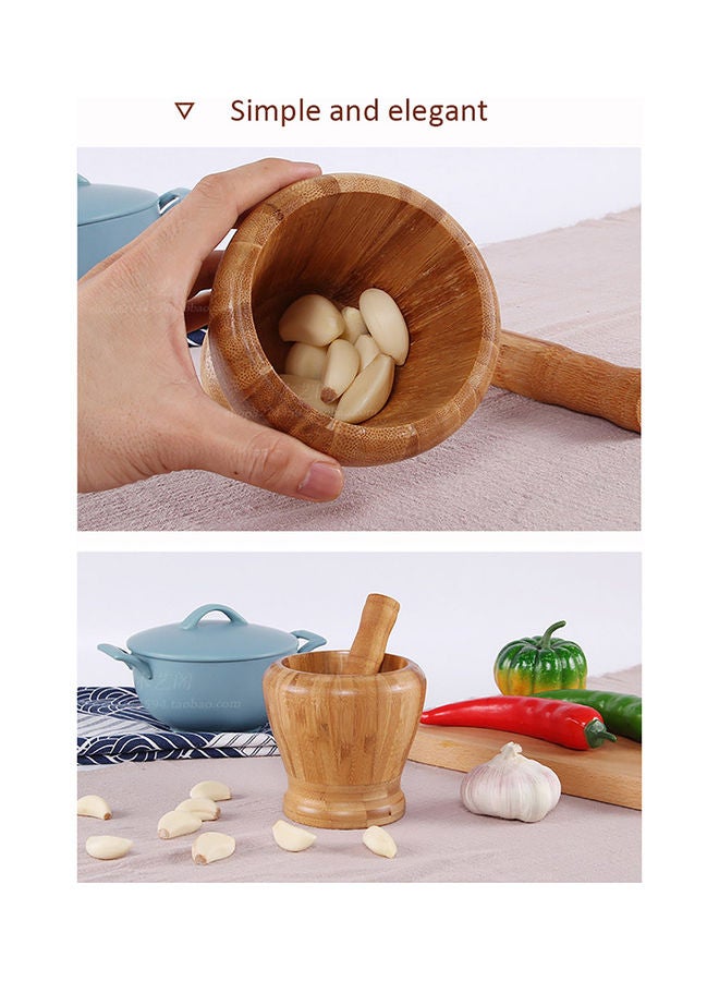 Bamboo Garlic Spices Mortar and Pestle Set Orange  - Image 3