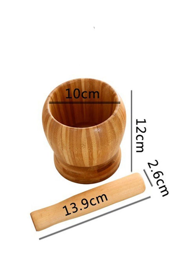 Bamboo Garlic Spices Mortar and Pestle Set Orange  - Image 4