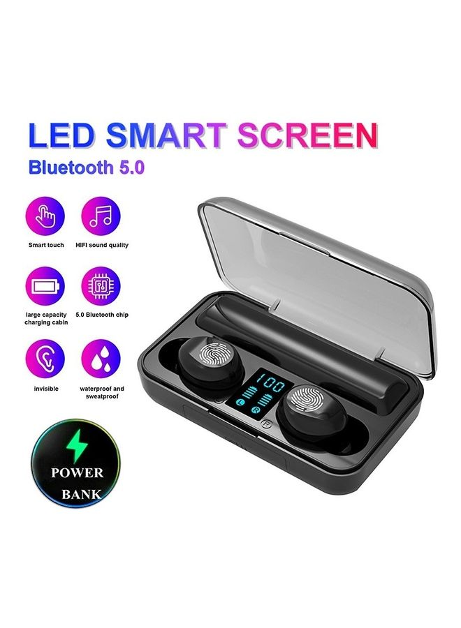 True-Wireless In-Ear BT5.0 Sports Earbuds With Charging Case Black - Image 2
