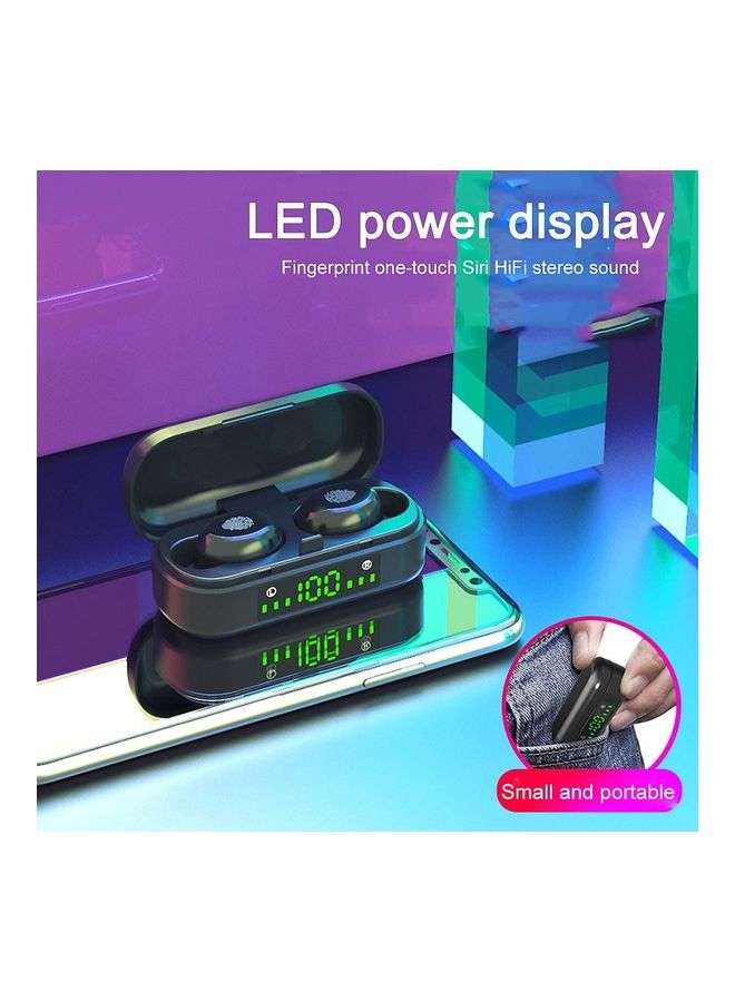 True-Wireless In-Ear BT5.0 Sports Earbuds With Charging Case Black - Image 2