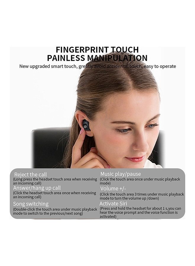 True-Wireless In-Ear BT5.0 Sports Earbuds With Charging Case Black - Image 4