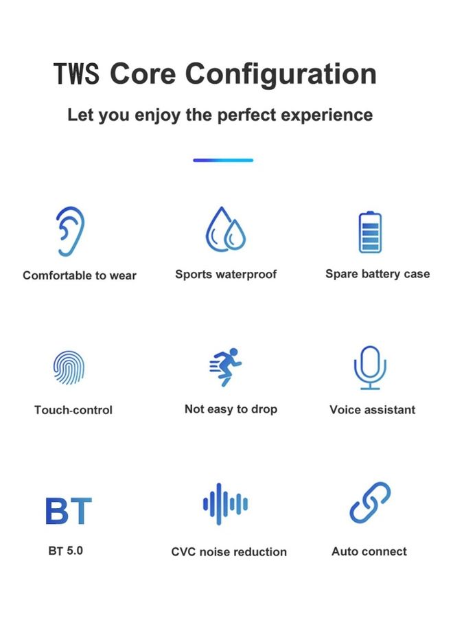 BT5.0 True Wireless Auto Pairing Noise Reduction Earbuds With Charging Case Black - Image 2