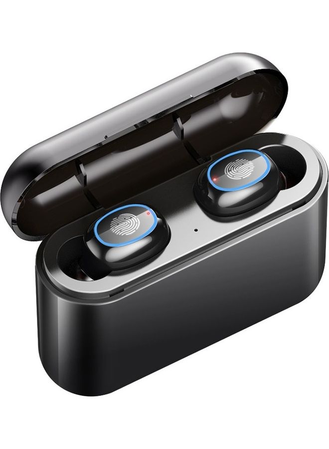 سماعة أذن داخلية إيربادز ستيريو رياضية لاسلكية حقيقية تعمل بتقنية البلوتوث V5.0 مع علبة شحن أسود - Image 4