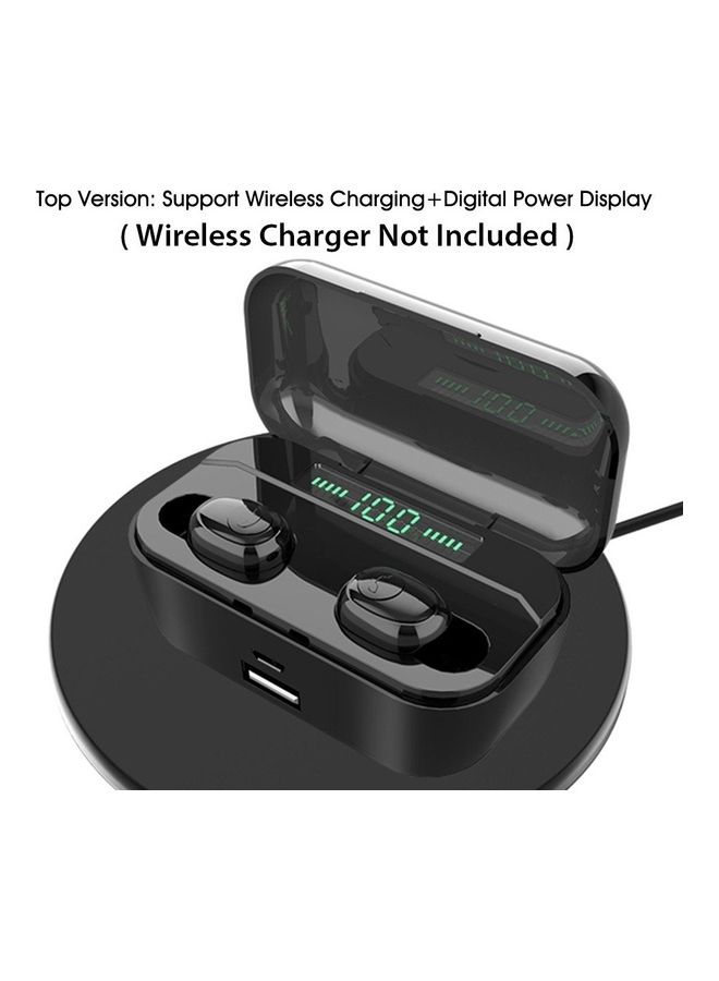 سماعة أذن داخلية إيربادز ستيريو رياضية لاسلكية حقيقية تعمل بتقنية البلوتوث V5.0 مع علبة شحن أسود - Image 1