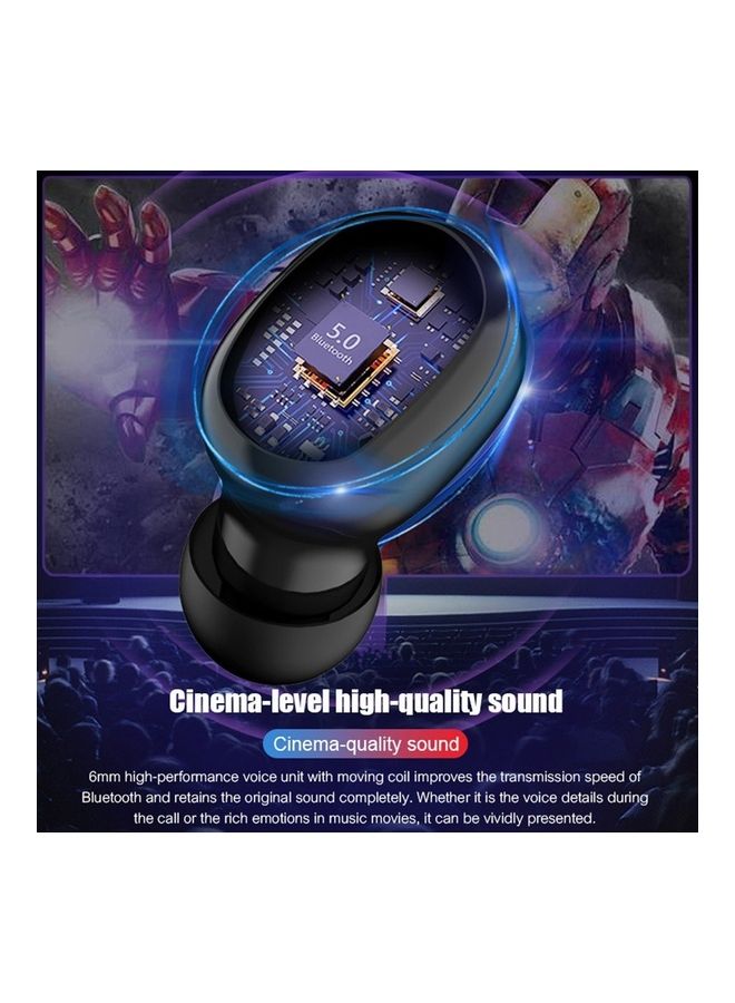 سماعة أذن داخلية إيربادز ستيريو رياضية لاسلكية حقيقية تعمل بتقنية البلوتوث V5.0 مع علبة شحن أسود - Image 4