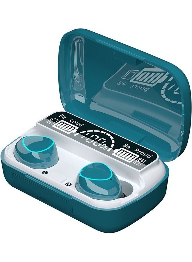 سماعة إيربادز BT5.0 لاسلكية حقيقية بخاصية تقليل الضوضاء مع علبة شحن أخضر