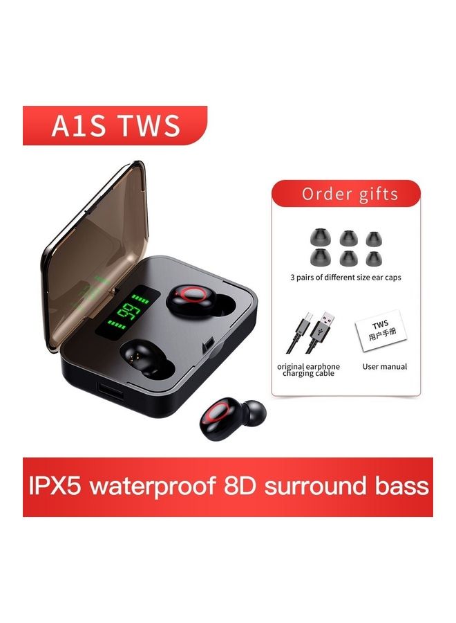 In-Ear True Wireless BT V5.0 Stereo Sports Earbuds With Charging Case Black - Image 1