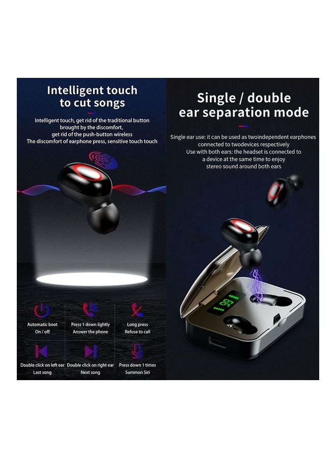 In-Ear True Wireless BT V5.0 Stereo Sports Earbuds With Charging Case Black - Image 2