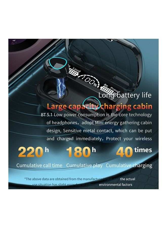 Generic BT5.0 True Wireless Auto Pairing Noise Reduction Earbuds With Charging Case Black  - Image 2