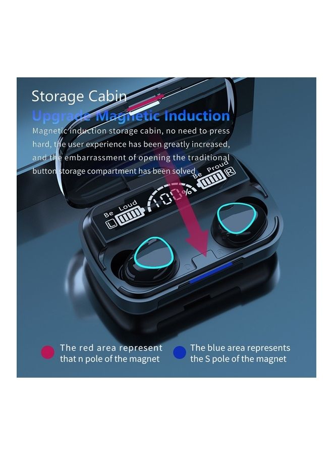 BT5.0 True Wireless Auto Pairing Noise Reduction Earbuds With Charging Case Black