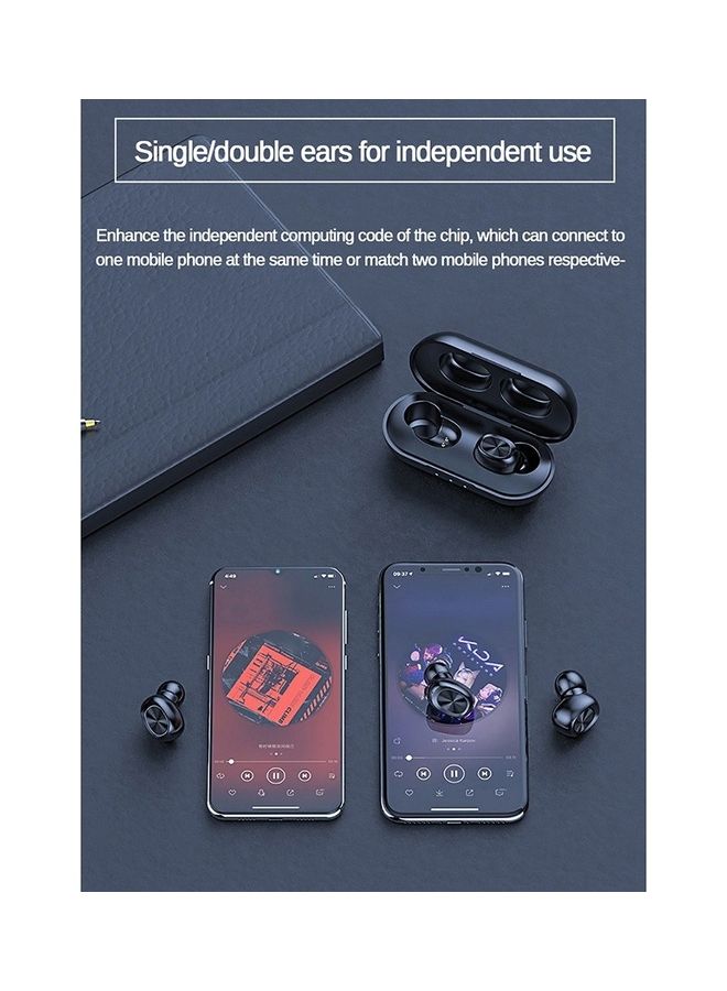 Generic BT5.0 True Wireless Auto Pairing Noise Reduction Earbuds With Charging Case Black  - Image 2