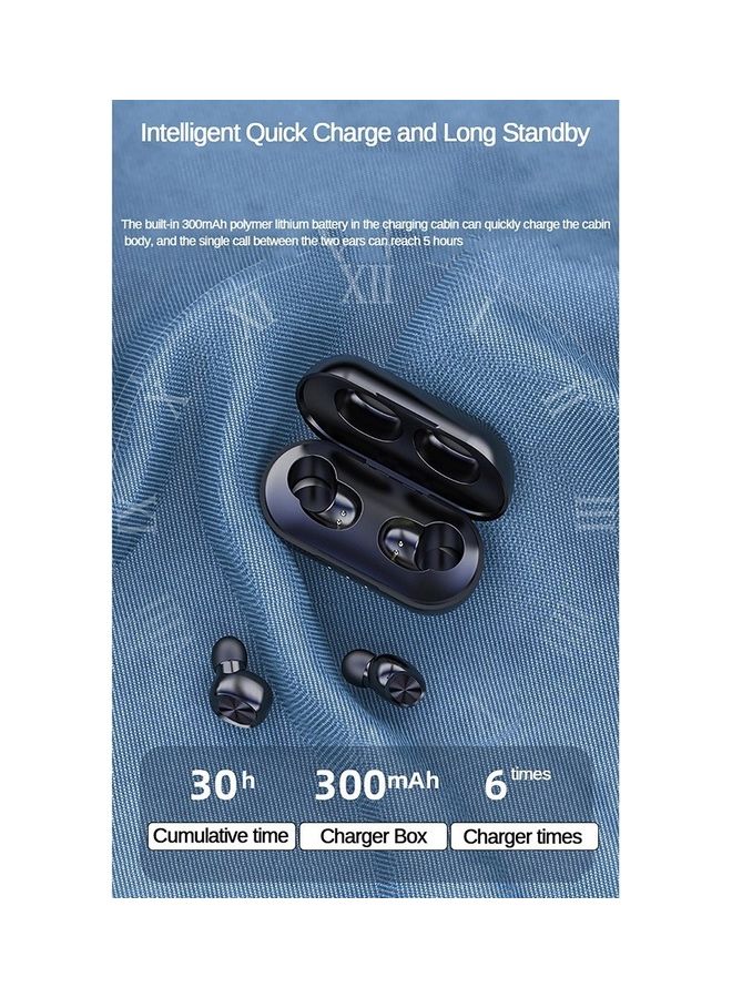 Generic BT5.0 True Wireless Auto Pairing Noise Reduction Earbuds With Charging Case Black  - Image 4