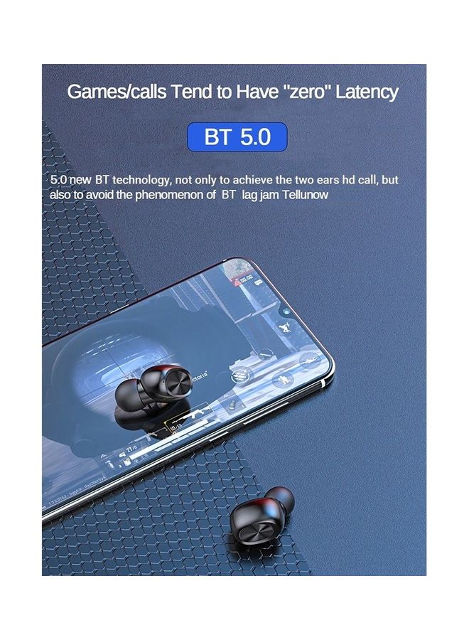 BT5.0 True Wireless Auto Pairing Noise Reduction Earbuds With Charging Case Black