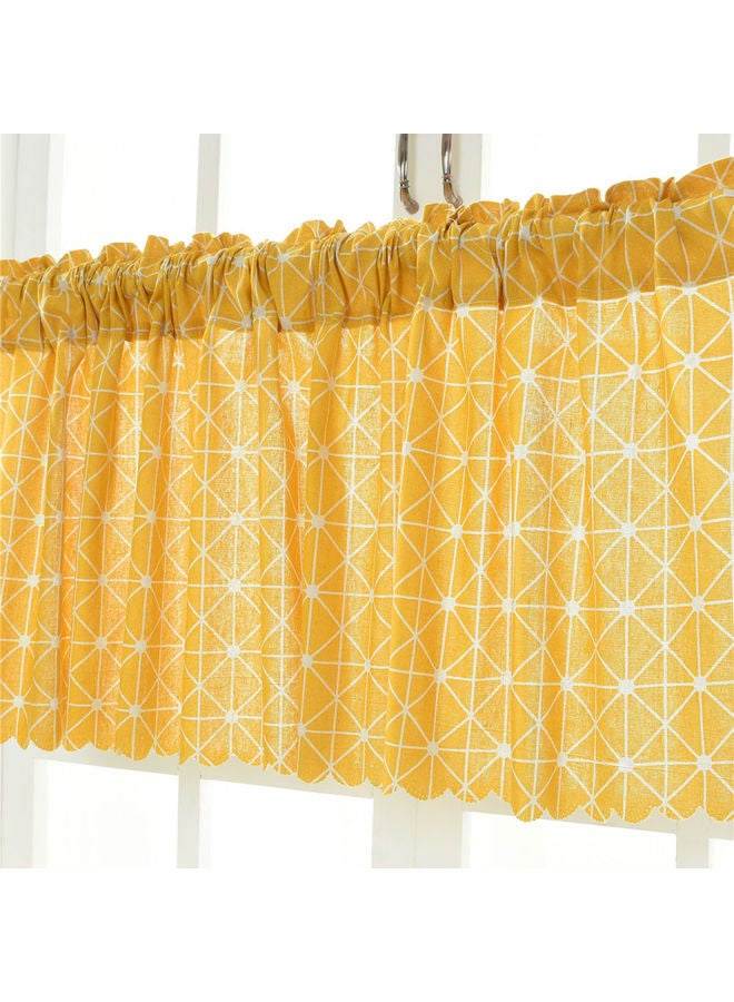 Generic - Grid Style Printed Window Valance Yellow/White - Image 1