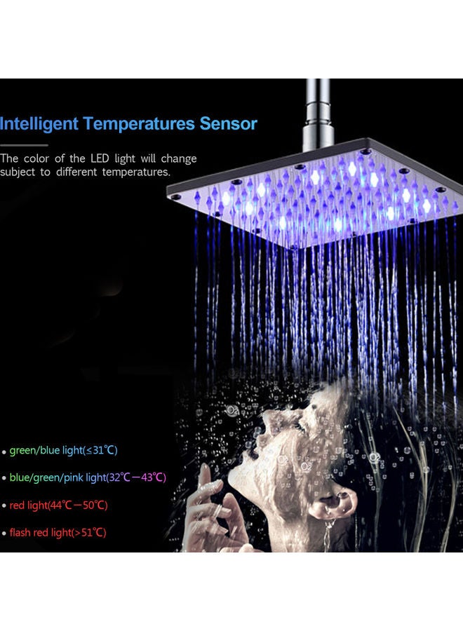 LED Rainfall Shower Head Silver 12x12inch - Image 2