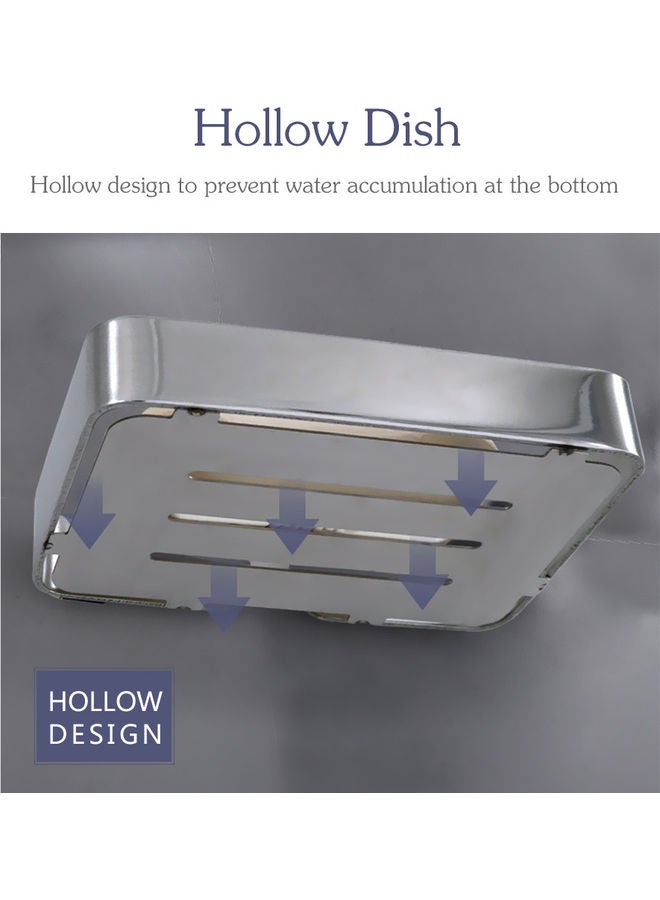 Stainless Steel Soap Dish Silver 13.3x9.5x2.3cm - Image 2