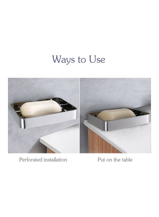Stainless Steel Soap Dish Silver 13.3x9.5x2.3cm - Image 5