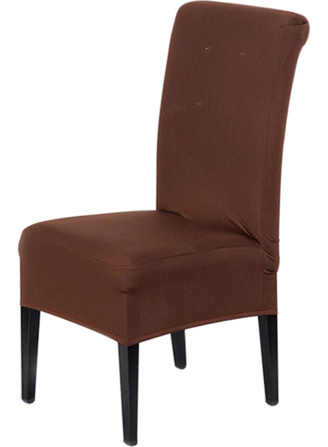 4-Piece Solid Stretchable Chair Covers Brown - Image 3