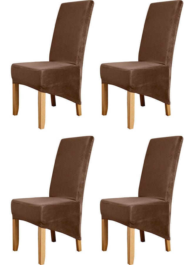 Generic 4-Piece Solid Stretchable Chair Covers Deep Camel  - Image 1