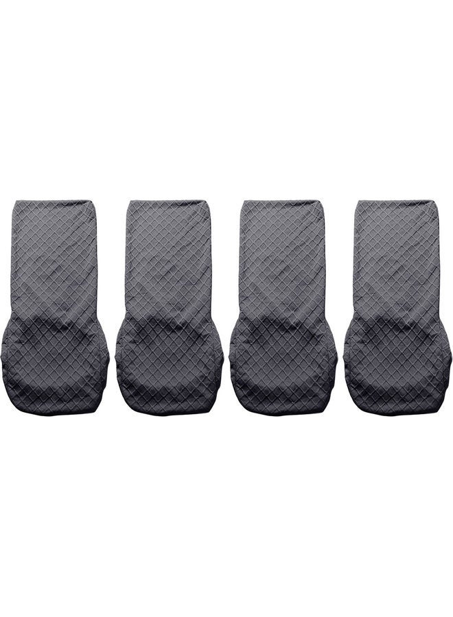 Generic - 4-Piece Diamond Lattice Design Stretchable Chair Covers Deep Grey - Image 1