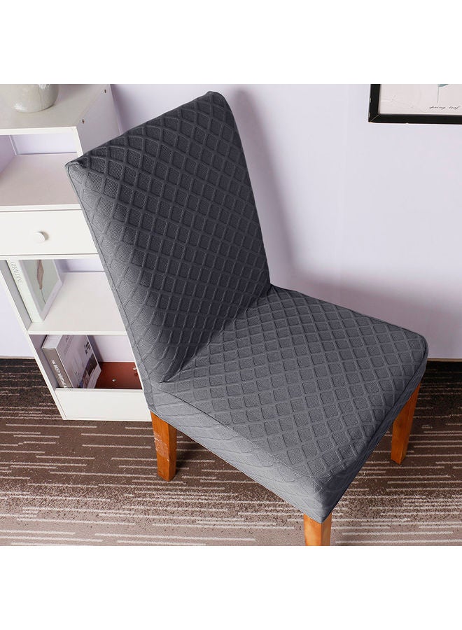 Generic - 4-Piece Diamond Lattice Design Stretchable Chair Covers Deep Grey - Image 1