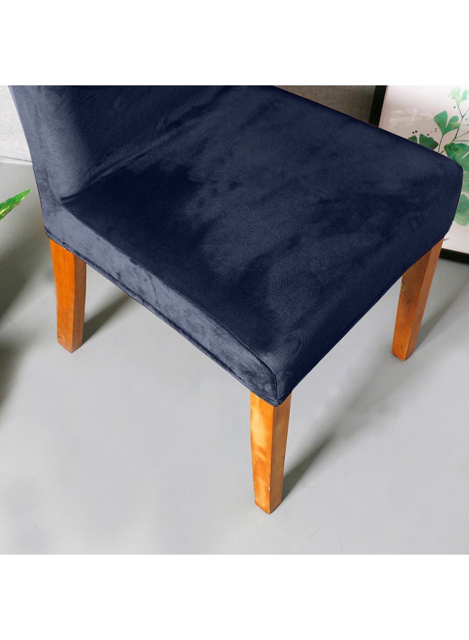 Generic 4-Piece Solid Stretchable Chair Covers Deep Blue  - Image 5