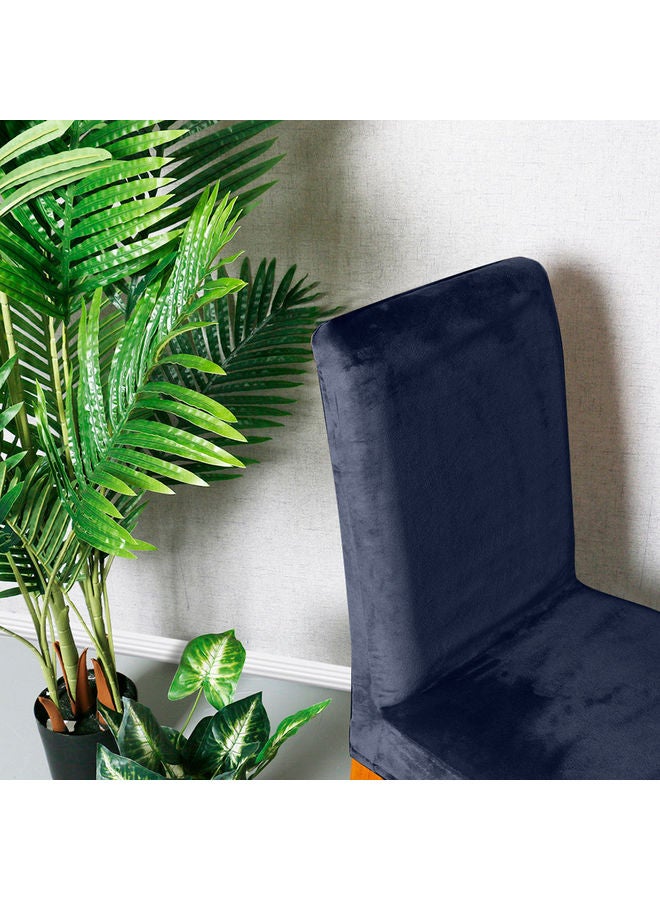 Generic 4-Piece Solid Stretchable Chair Covers Deep Blue  - Image 4