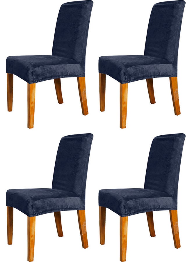 Generic 4-Piece Solid Stretchable Chair Covers Deep Blue  - Image 1