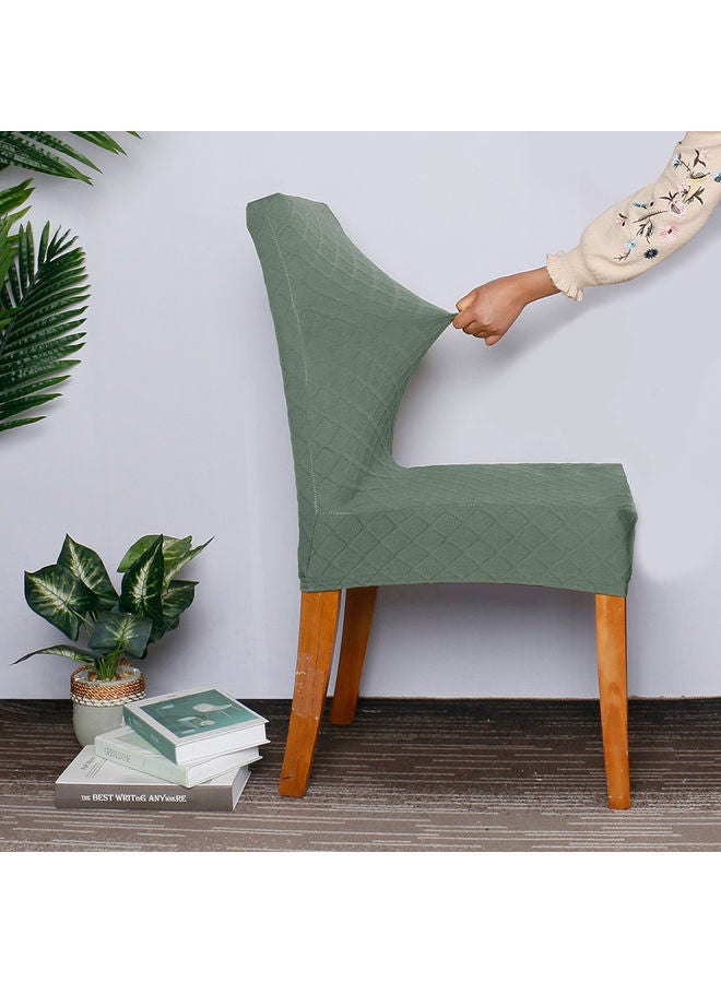 Generic 4-Piece Diamond Lattice Design Stretchable Chair Covers Deep Green  - Image 4