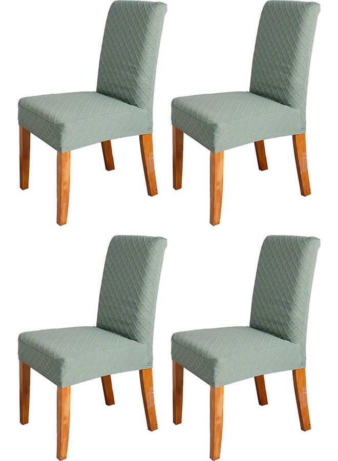 Generic 4-Piece Diamond Lattice Design Stretchable Chair Covers Deep Green  - Image 1
