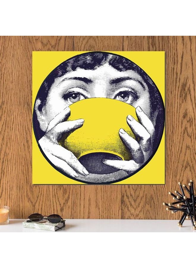 إربان تراندز لوحة فنية جدارية تحمل صورة فتاة وطبق متعدد الألوان 33x33سم  - Image 1