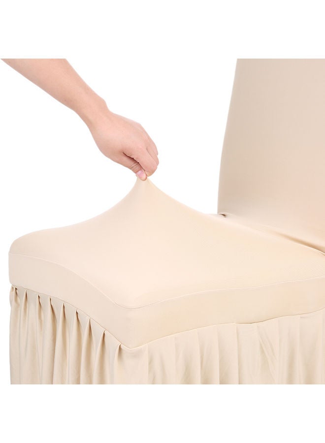 Pleated Stretchable Solid Chair Cover Beige  - Image 3