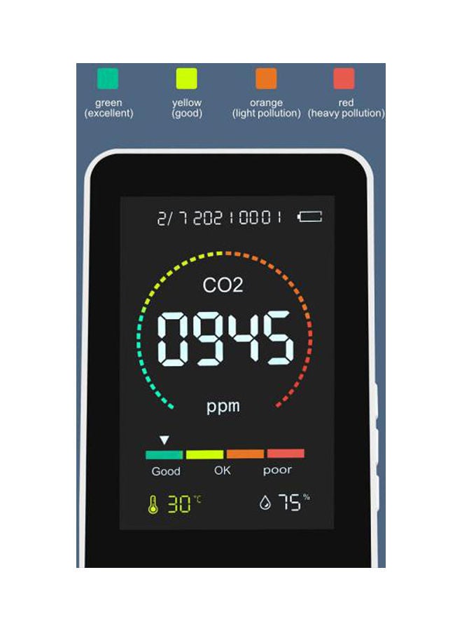 جهاز مراقبة جودة الهواء 1 في 5 أبيض/ أسود - Image 3