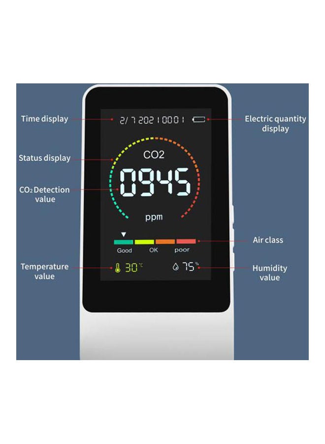 جهاز مراقبة جودة الهواء 1 في 5 أبيض/ أسود - Image 4