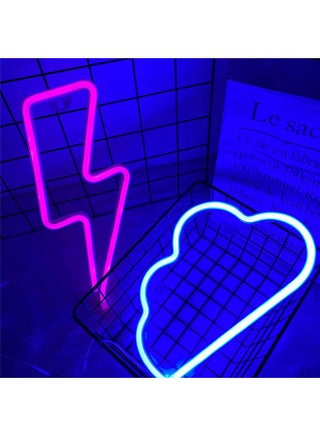 2-Piece Cloud Sign LED Neon Lights Combination Blue/Pink 30x18cm - view 2