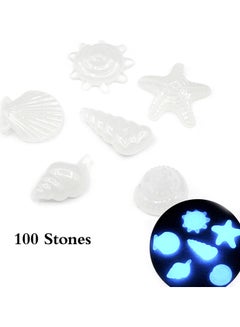 ماركة غير محددة 100-Piece Glow In Dark Luminous Pebbles White 