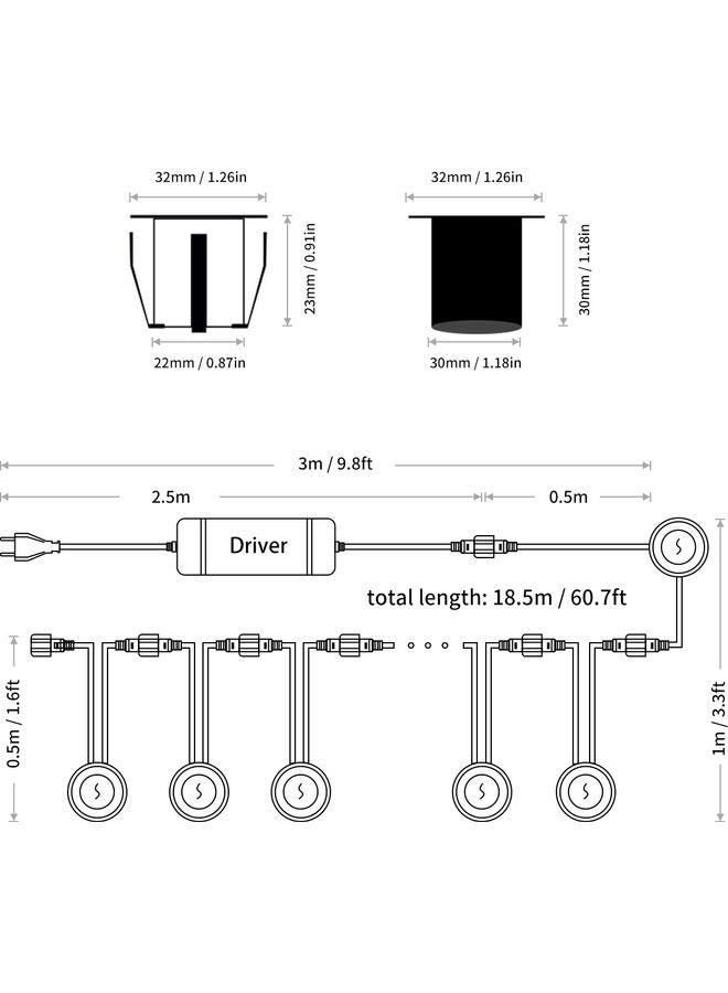 16-Piece Low Voltage Recessed LED Deck Light Black  - Image 3
