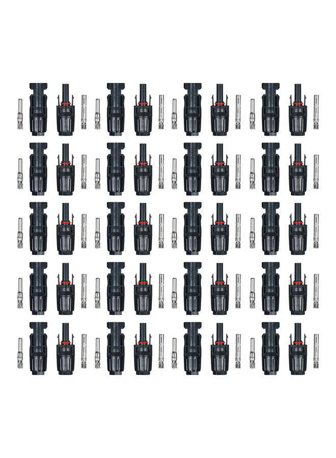 Generic 20-Pair Male/Female Solar Panel Cable Connector For PV System Black  - Image 1