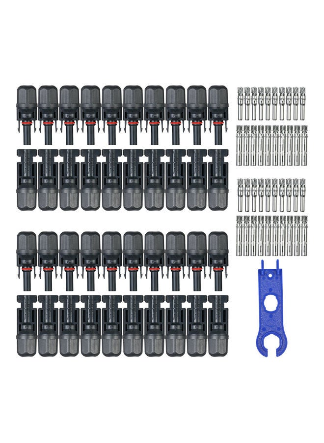 Generic 20-Pair Male/Female Solar Panel Cable Connector For PV System Black  - Image 1